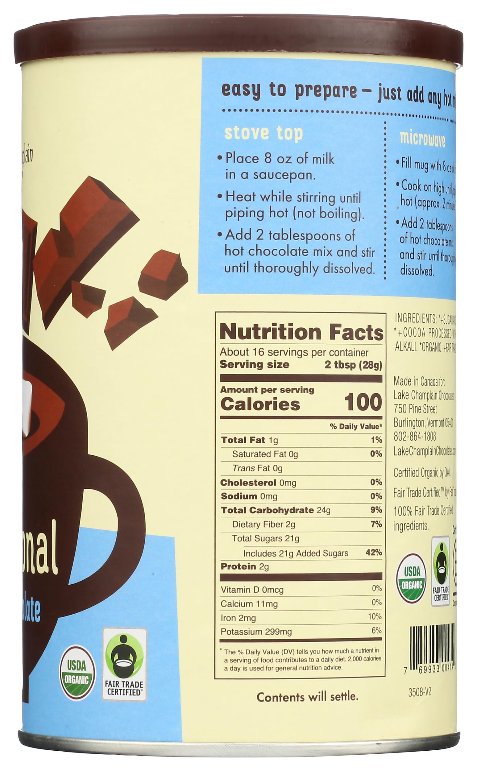 Lake Champlain Chocolates Traditional Hot Chocolate mug; enjoy a creamy cup in minutes for comfort.