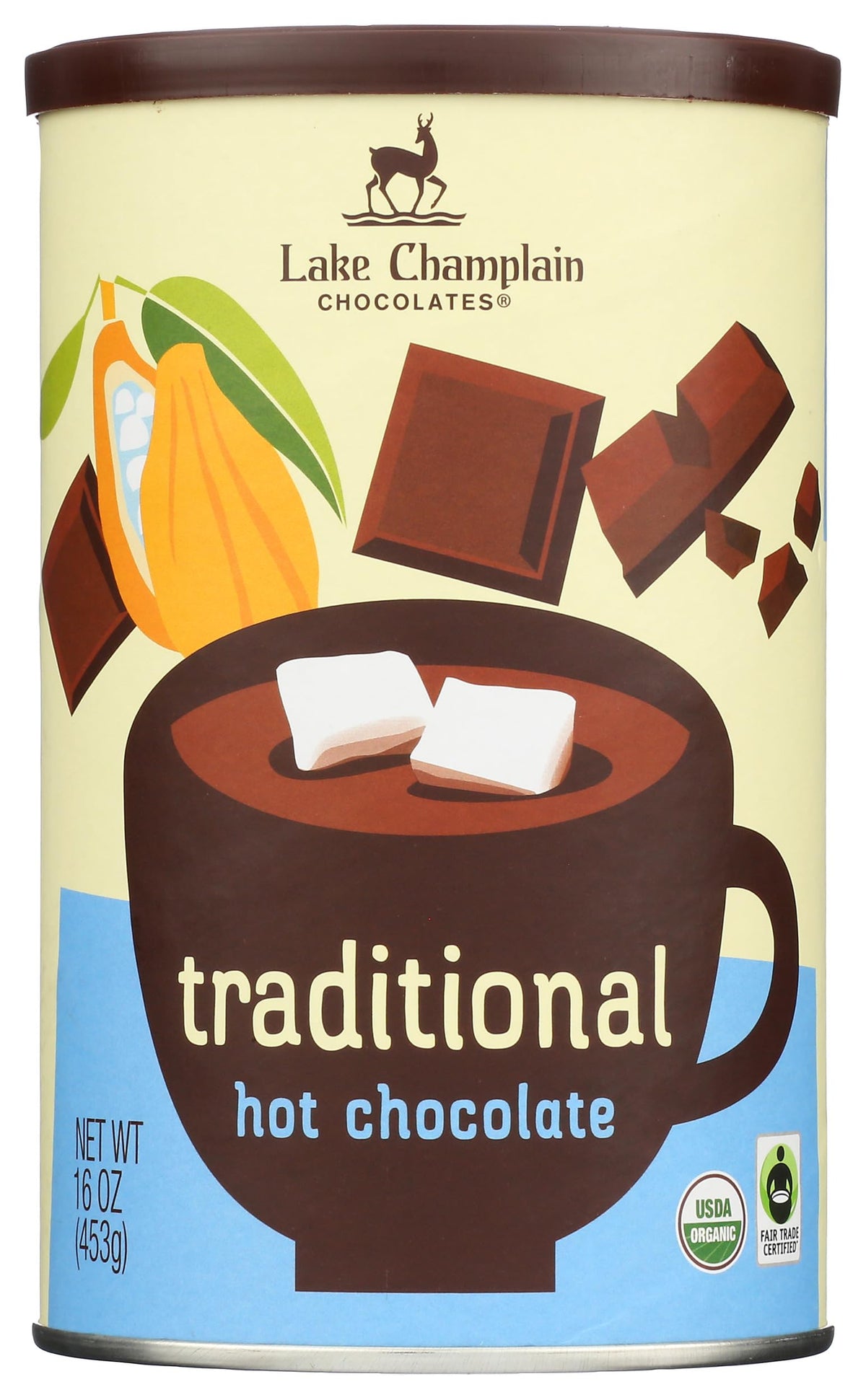 Lake Champlain Chocolates Traditional Hot Chocolate package; ideal for gifting and savouring rich cocoa.