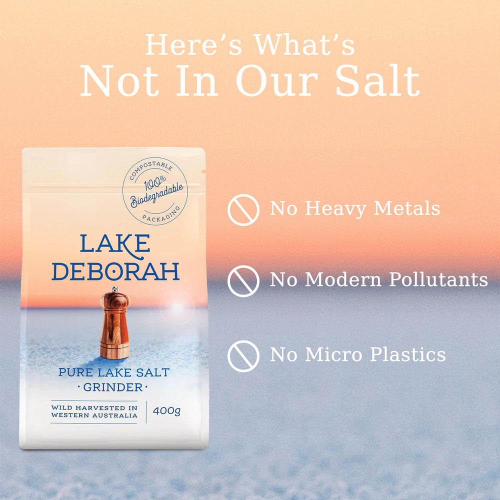 Lake Deborah Pure Mineral Salt grinder bottle pour for precise seasoning.