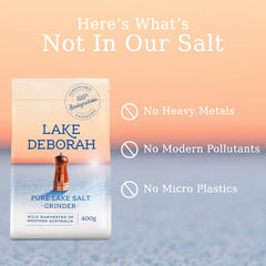 Lake Deborah Pure Mineral Salt grinder bottle pour for precise seasoning.