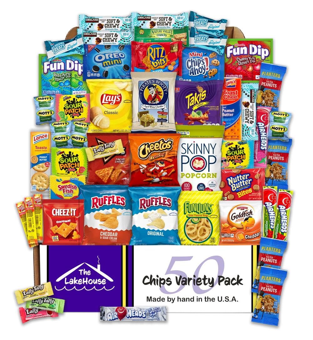 The LakeHouse chips variety pack, broad snack assortment for dorms and offices.