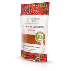 Lakehouse Farms gochugaru fine powder in a bowl ready for cooking.