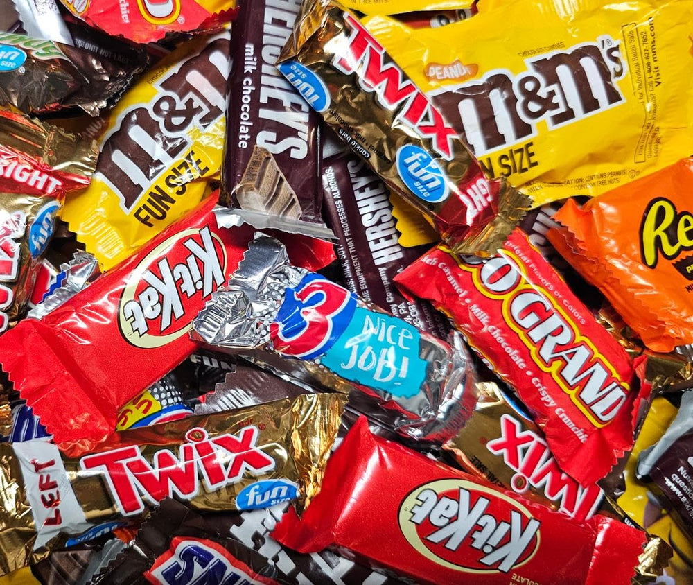 The LakeHouse chocolate variety on a festive candy-dish table setup.