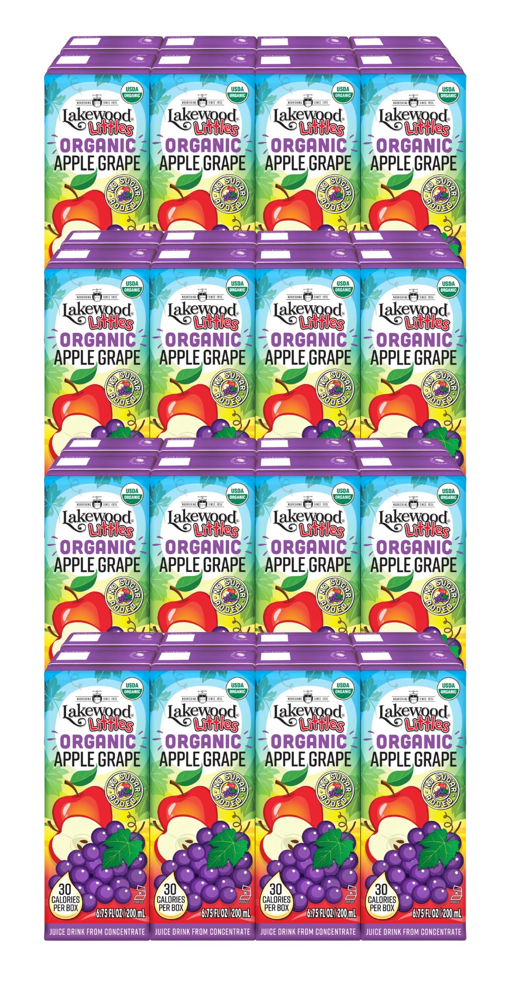 Lakewood Apple Grape Juice kid's juice box is portable for school or travel