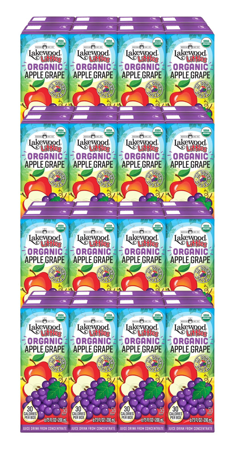 Lakewood Apple Grape Juice kid's juice box is portable for school or travel