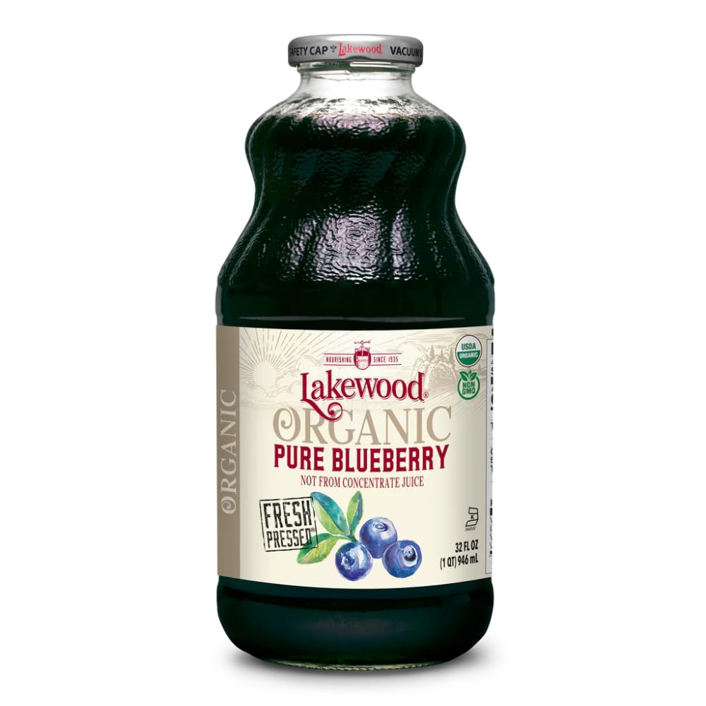 Lakewood Organic Blueberry Juice bottle, pure flavor for smoothies.