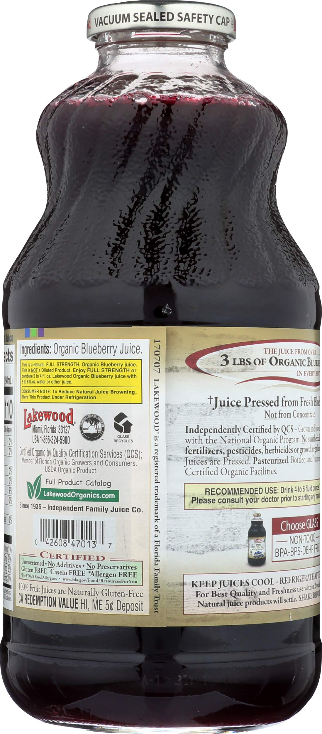 Lakewood Blueberry Juice poured over oats for a quick breakfast.