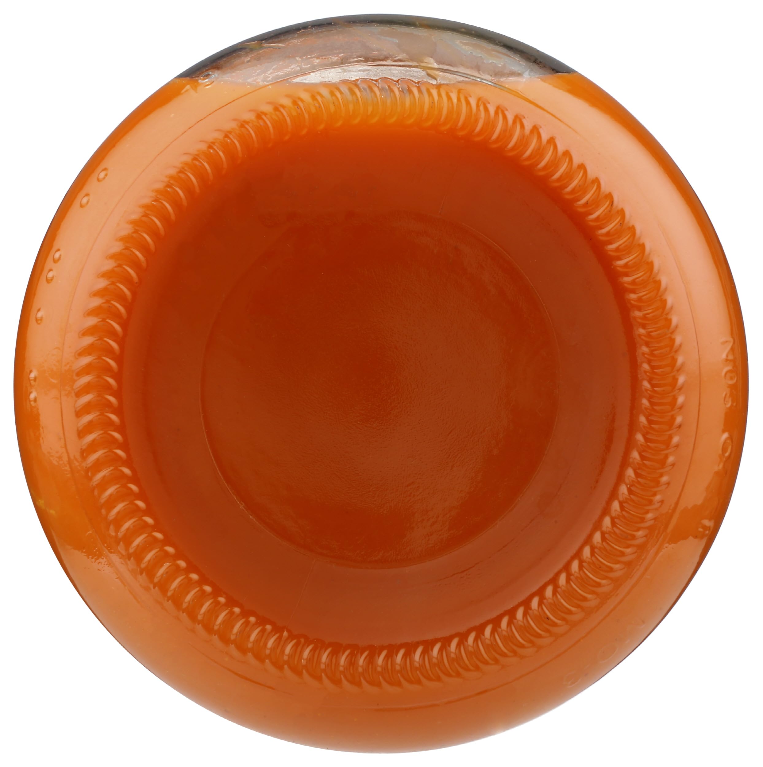 Lakewood juice bottle with label close-up signaling not from concentrate quality.