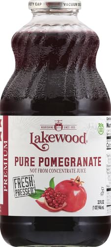 Close-up of Lakewood juice in a glass, highlighting vibrant ruby red hue for flavor.