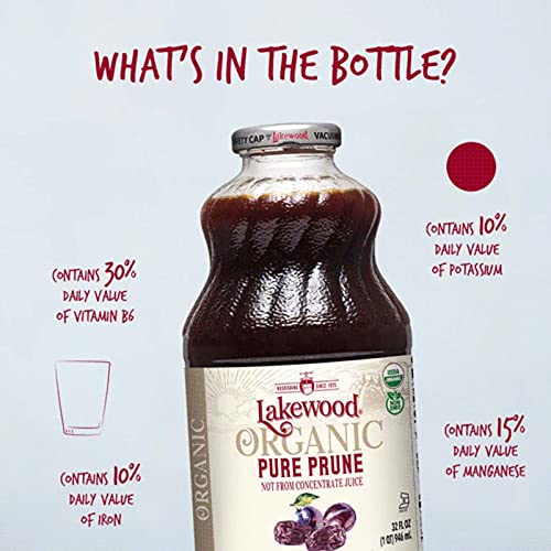 Lakewood prune juice packaging communicates no preservatives and high prune content