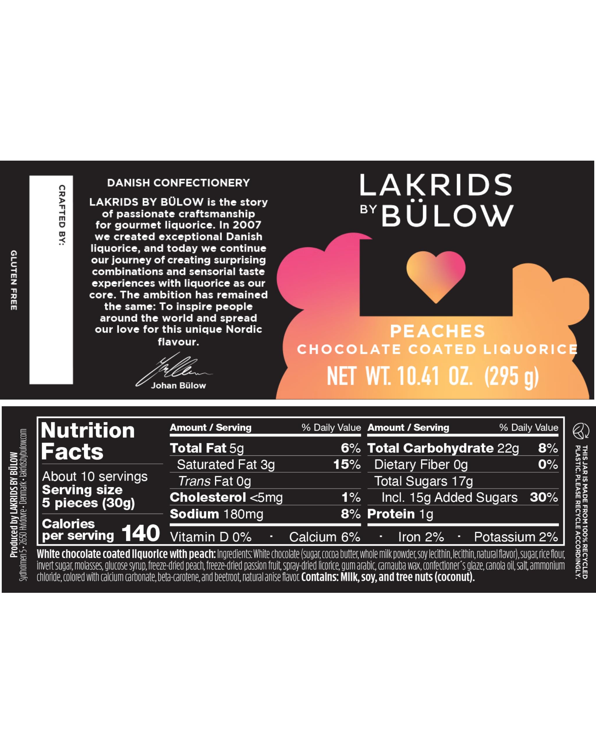 LAKRIDS BY BULOW Peaches jar side view highlighting compact jar design