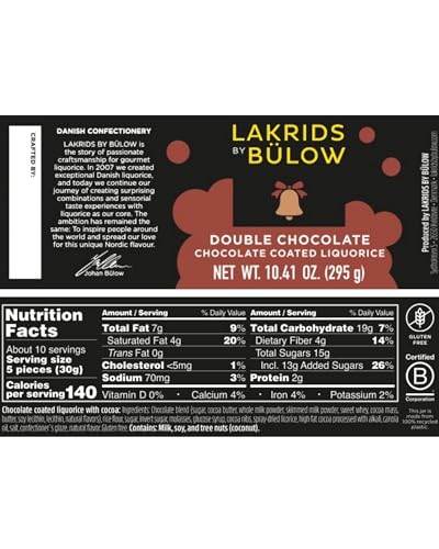 LAKRIDS BY BULOW Chocolate-coated licorice with nibs perfect for a refined coffee break.