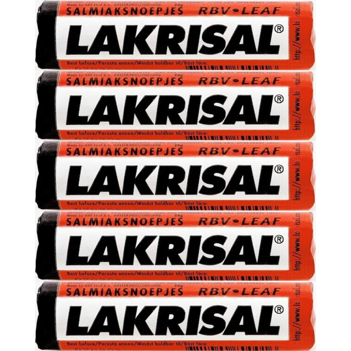 Lakrisal licorice candy roll with ten individually wrapped pastilles for easy sharing