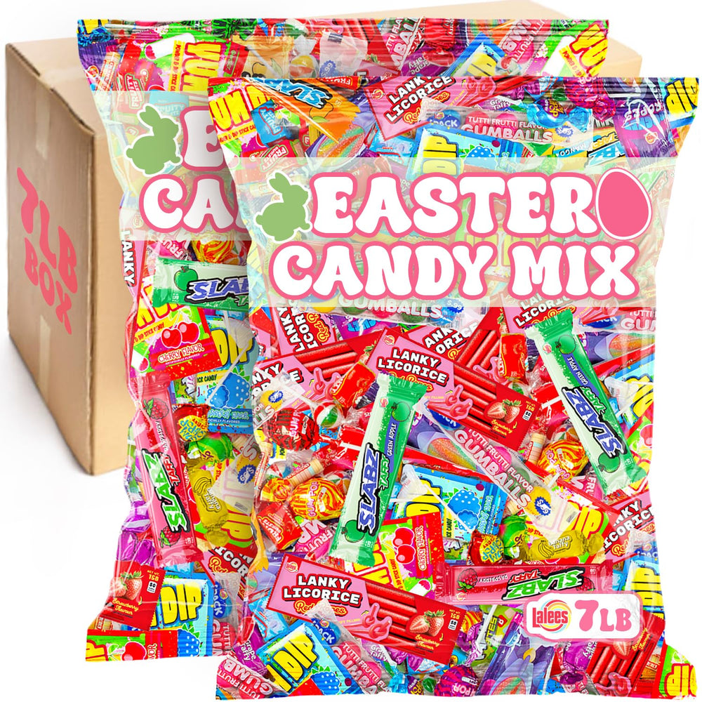 Lalees Easter Candy Bulk 7lb front packaging with assorted wrapped candies