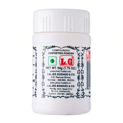 Laljee Godhoo Hing asafoetida powder jar closeup highlighting authentic aroma for Indian cooking