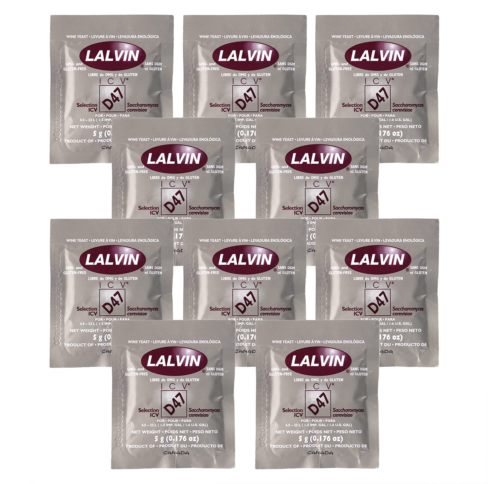 Lalvin ICV-D47 10-pack box view for complex white wine fermentation