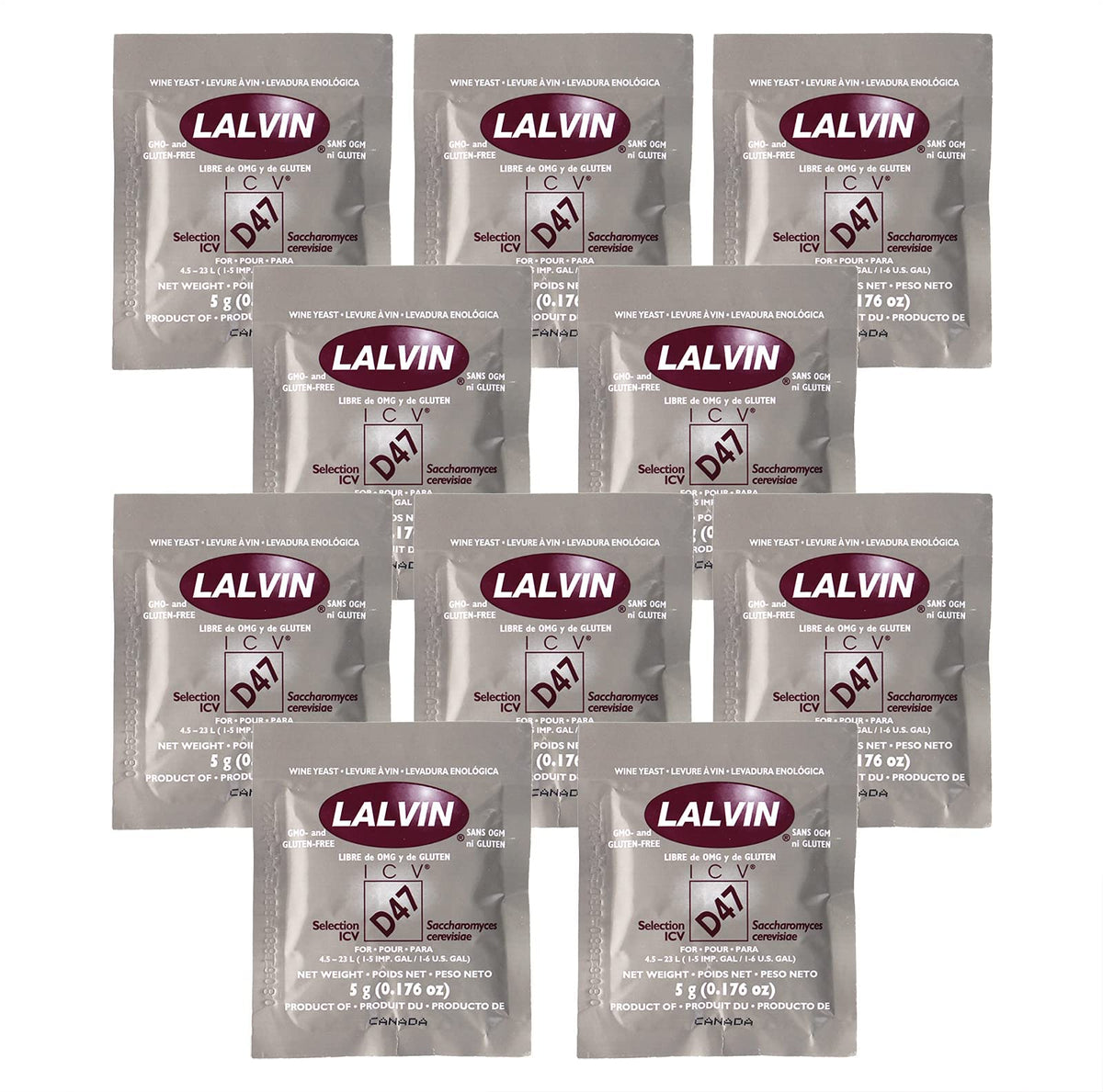 Lalvin ICV-D47 10-pack box view for complex white wine fermentation