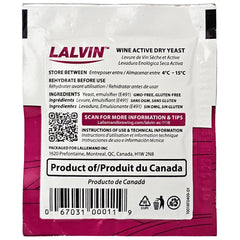Lalvin EC-1118 pack back with notes for consistent fermentation performance.