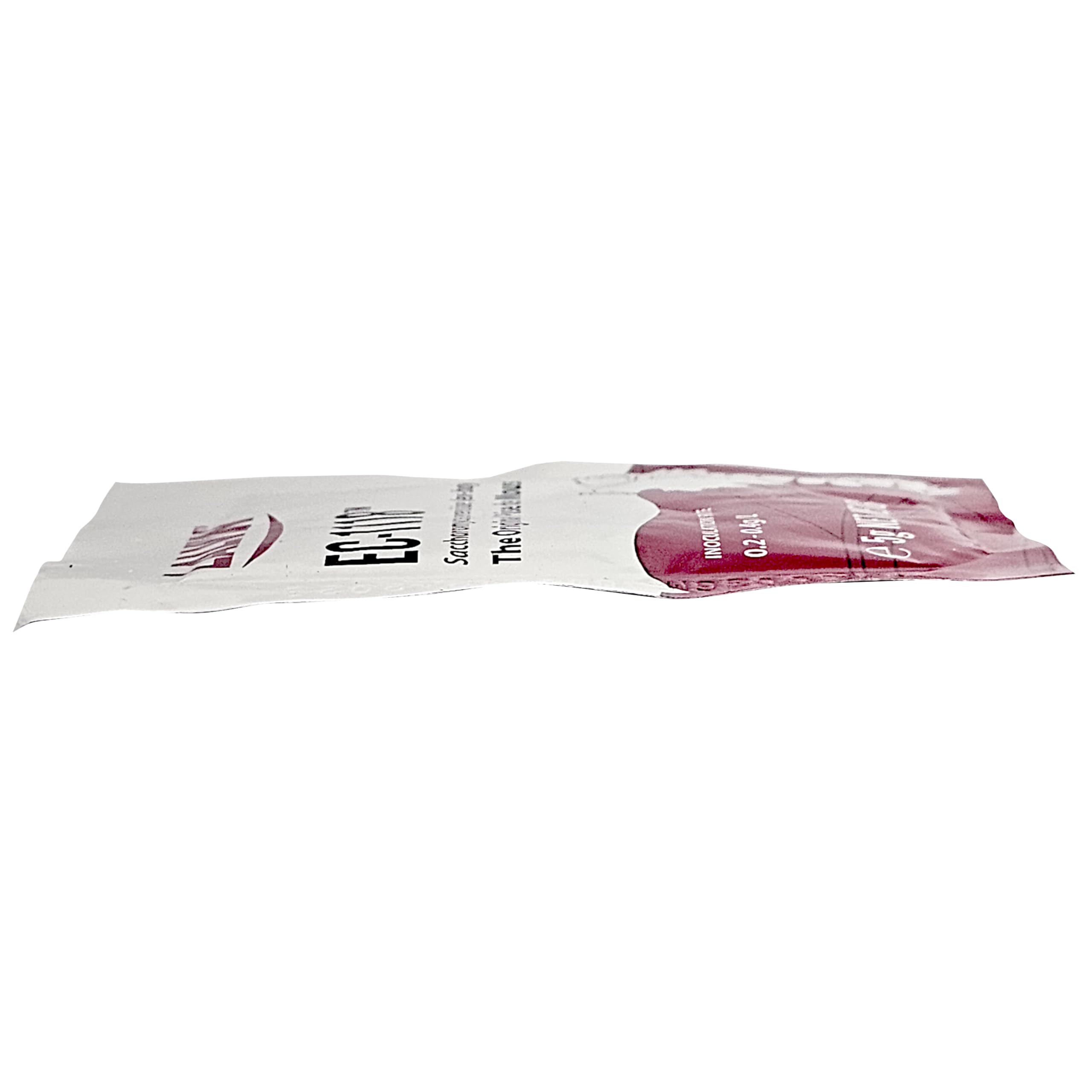 Lalvin EC-1118 pack opened for easy yeast dispensing.