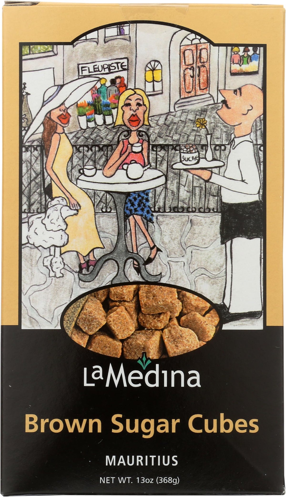 La Medina brown sugar cubes closeup showcasing convenient, mess-free sweetness for tea and coffee.