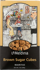 La Medina brown sugar cubes closeup showcasing convenient, mess-free sweetness for tea and coffee.