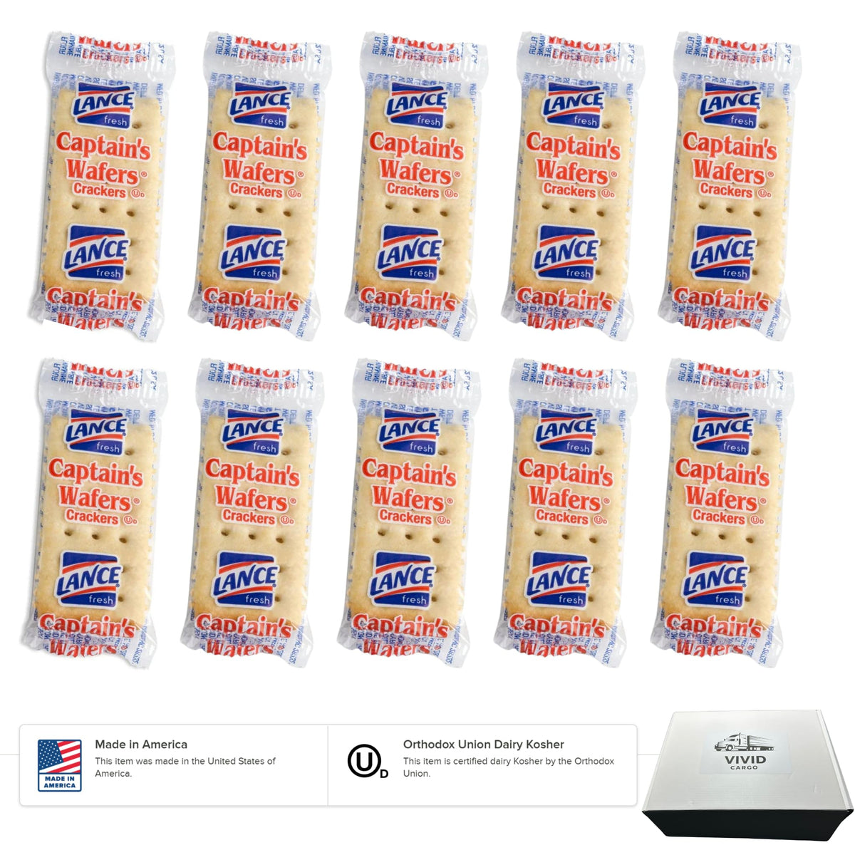 Lance Captain's Wafer Crackers, two-pack, individually wrapped for on-the-go freshness and portion control.
