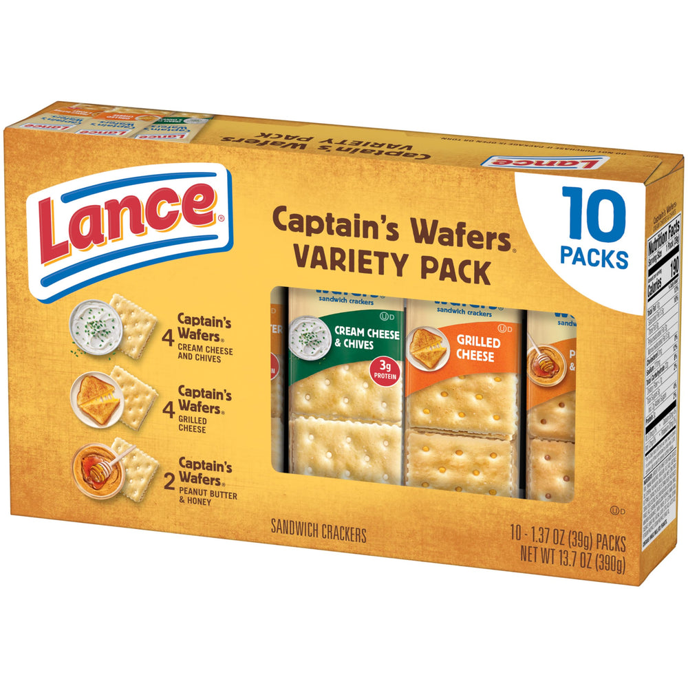 Lance Captain's Wafers crackers close-up, crisp texture invites quick snacking.