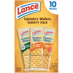 Lance Captain's Wafers Grilled Cheese pack close-up, melting cheese filling.