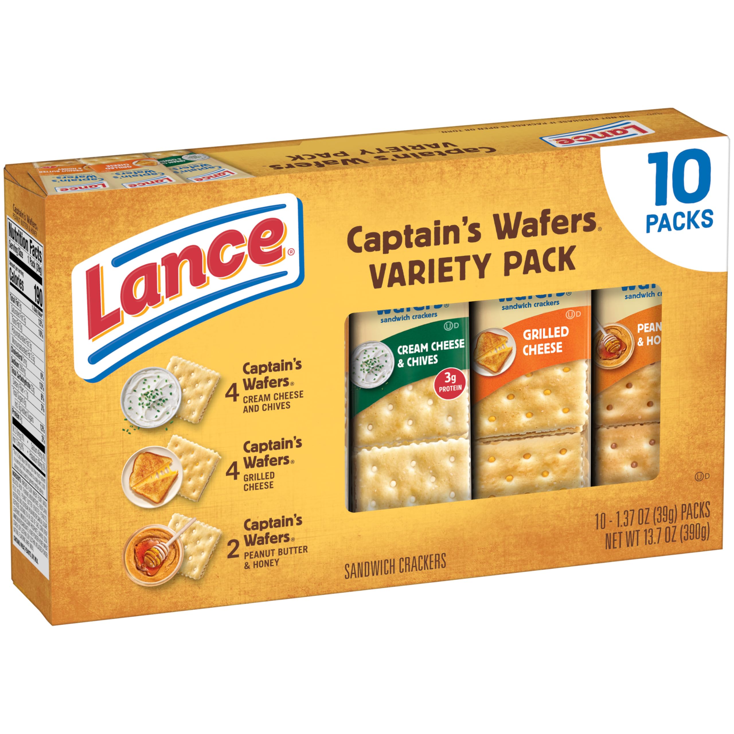 Lance Captain's Wafers on-the-go snack pack shown for travel and breaks.