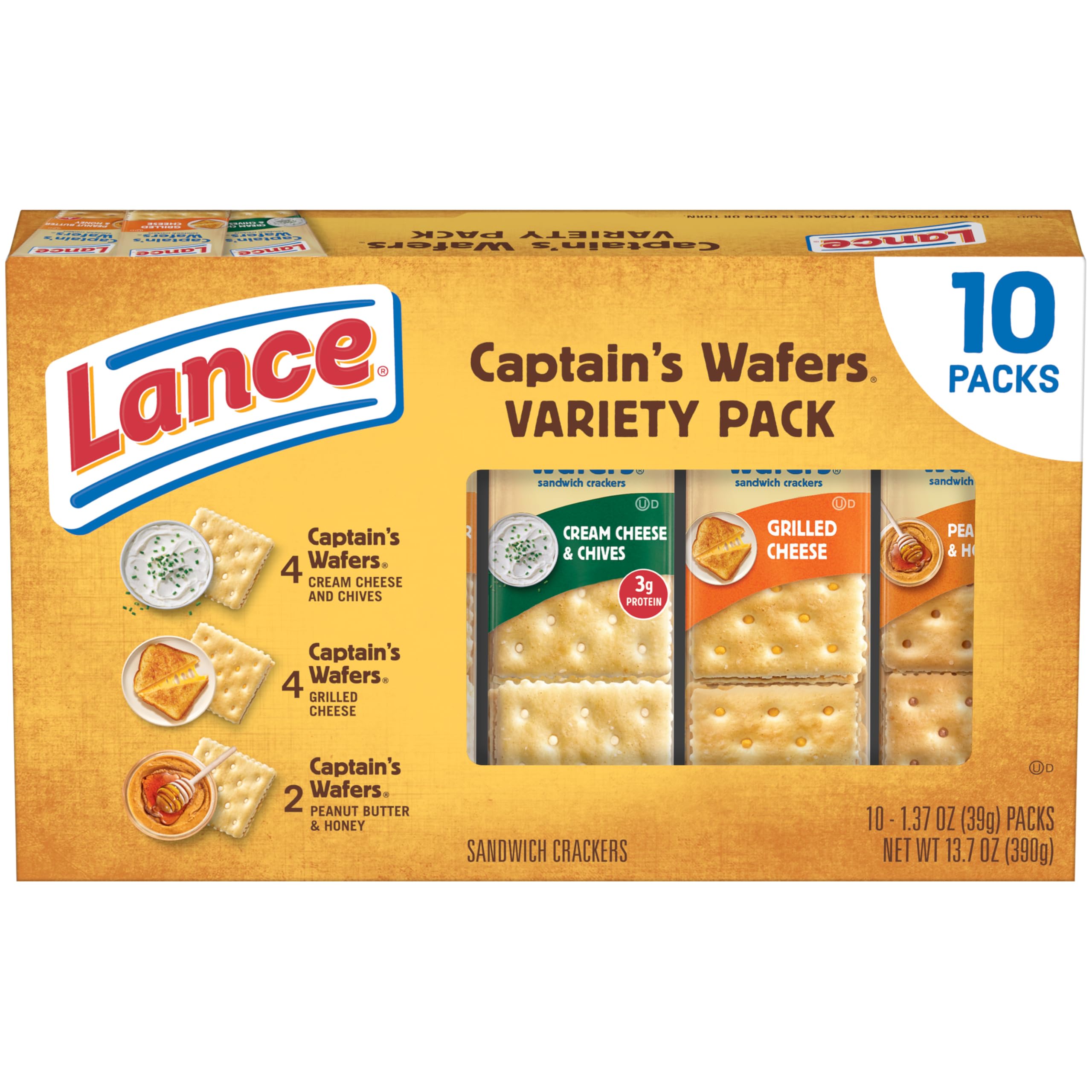 Lance Captain's Wafers variety pack front view, ideal on-the-go snack.