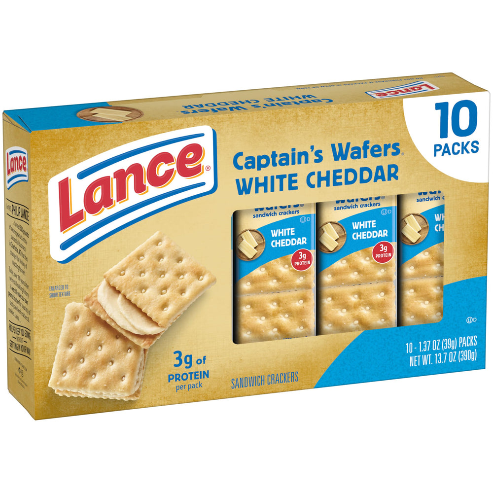 Lance Captain's Wafers White Cheddar crackers on the go, easy snack.