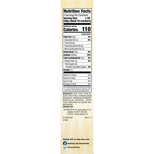 Lance 5 servings per box closeup highlights value and portion guidance.