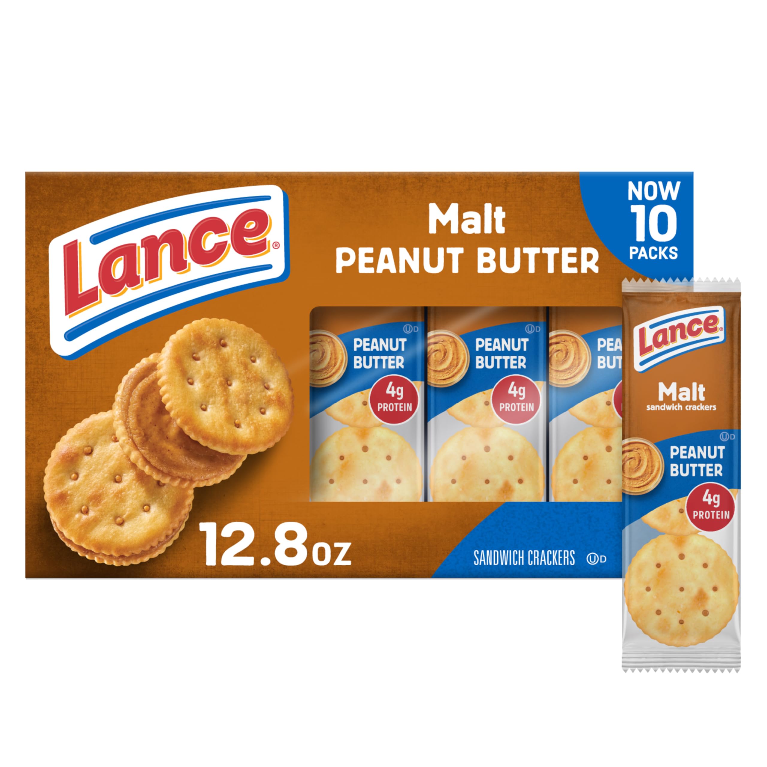 Lance Malt with Peanut Butter crackers in the outer box, ideal for on-the-go snacking.