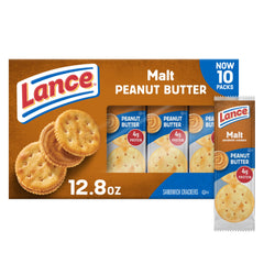 Lance Malt with Peanut Butter crackers in the outer box, ideal for on-the-go snacking.