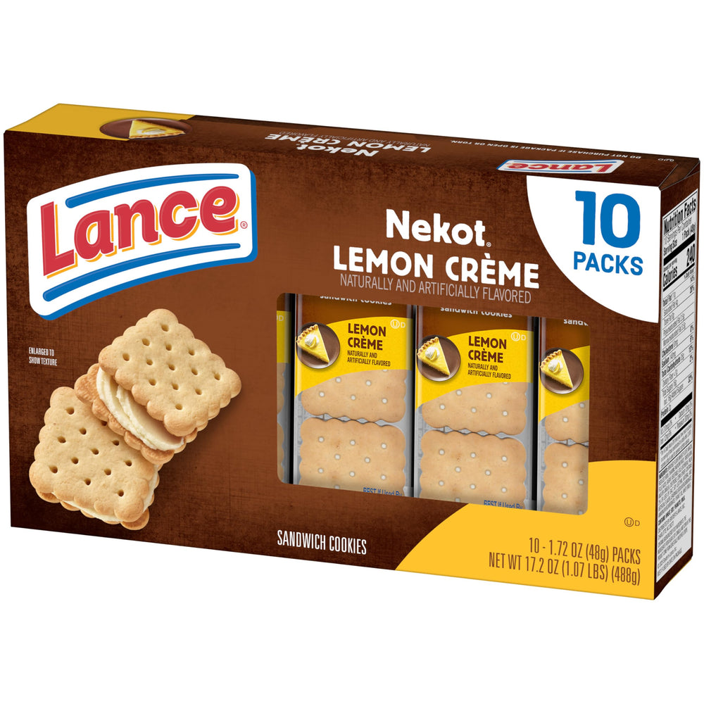 Lance Nekot Lemon Creme branding and heritage illustrate trusted snacking.