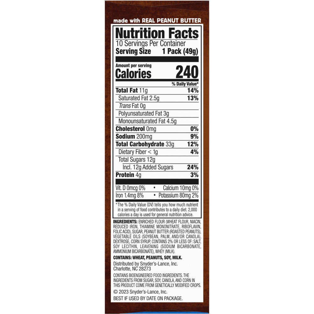 Lance Nekot nutrition panel, no high-fructose corn syrup stated.