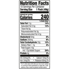 Lance Nekot Peanut Butter sandwich box back with nutrition and real peanut butter filling.