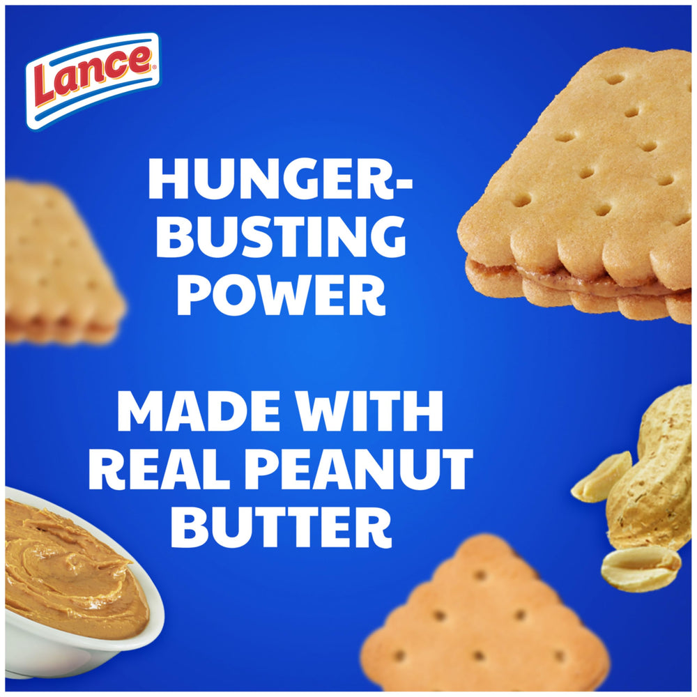 Lance Nekot Peanut Butter sandwich cookie closeup showing creamy filling.