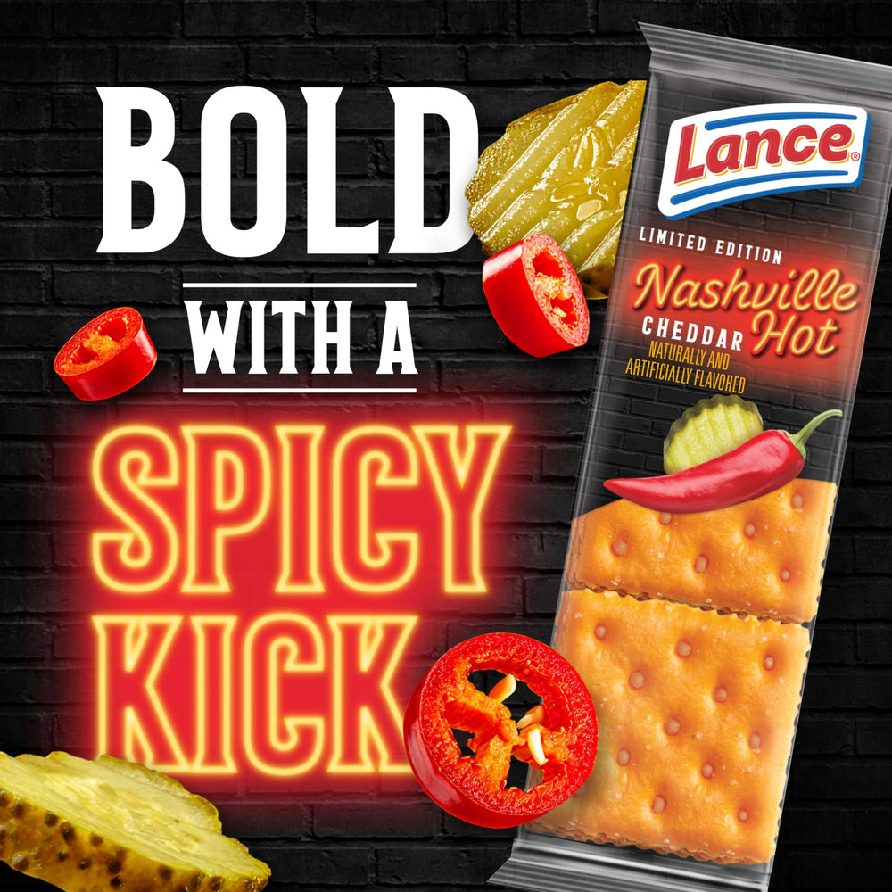 Lance orange toastchee crackers with bold cheddar filling and crunch.