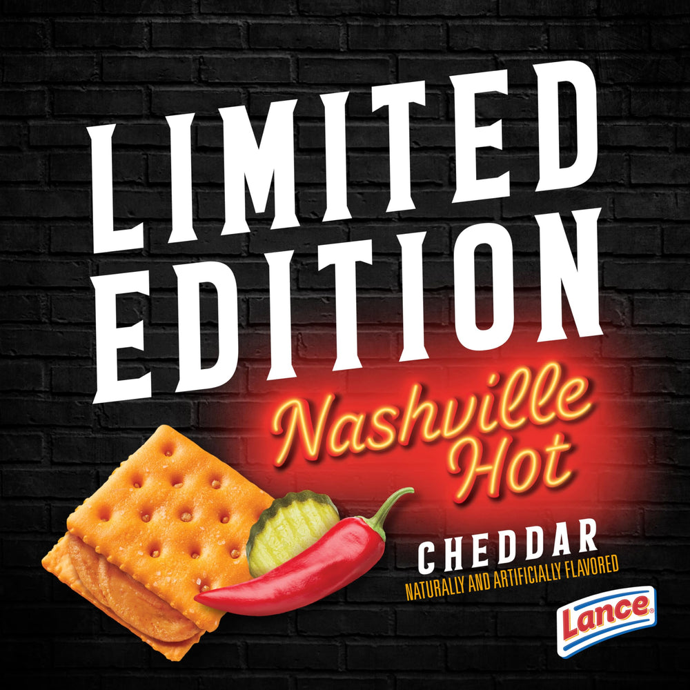 Close-up of spicy Nashville Hot flavor and pickle notes in Lance crackers.