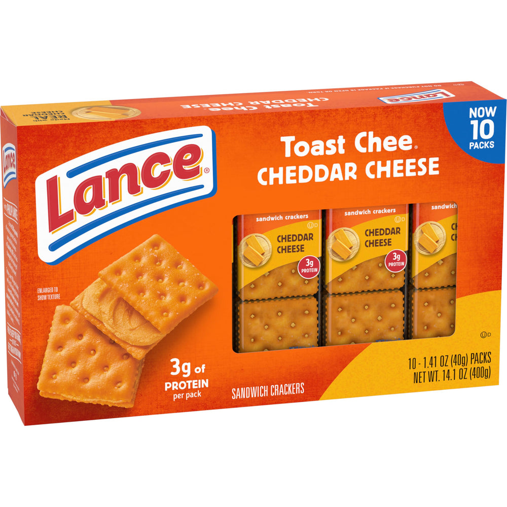 Lance ToastChee cheddar sandwich crackers ready for snack time.