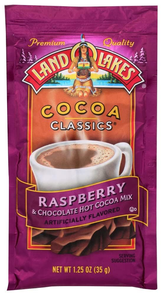 Land O' Lakes Raspberry Cocoa Mix 12-pack sachets for a quick, comforting drink