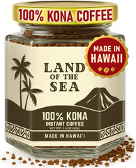 Land of the Sea Kona Instant coffee jar front view for a quick café-quality cup.