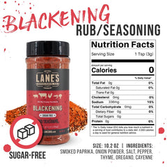 Lane's Blackening Rub grilled fish dish showing a bold Cajun crust.