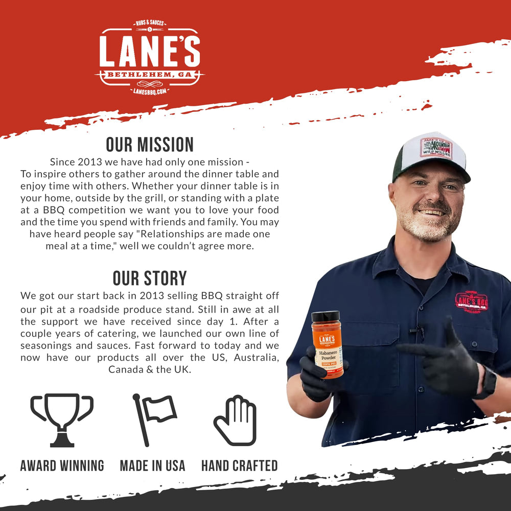 Lane’s Habanero Powder glass jar with clean-label appeal.