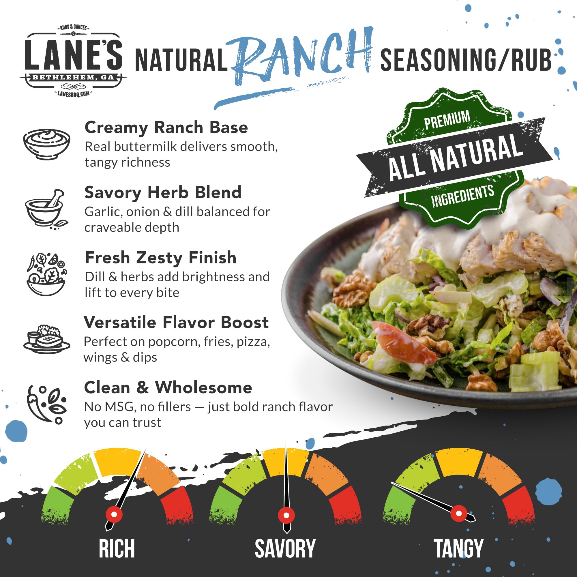 Lane's Ranch Seasoning Powder on wings delivers savory coating.