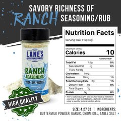 Lane's Ranch Seasoning Powder shaker on shelf ready to flavor snacks.