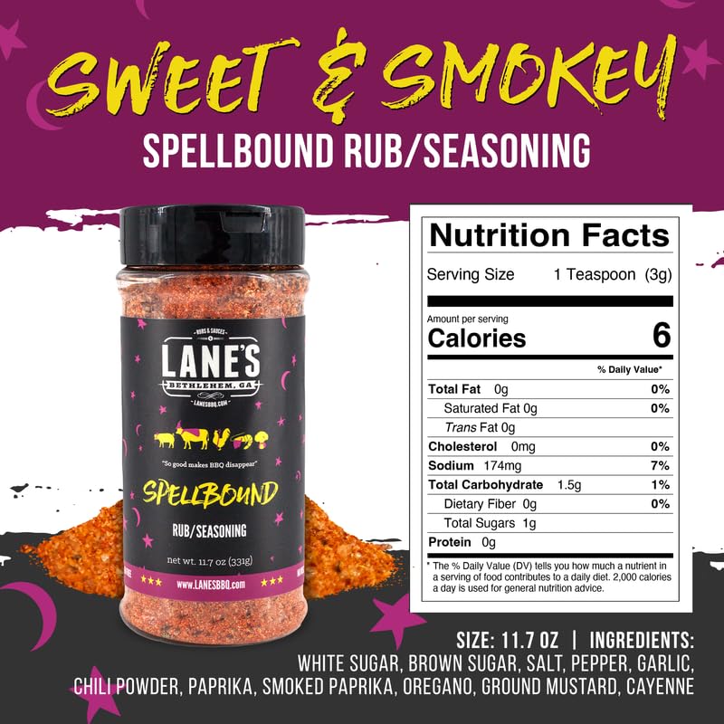Lane's Spellbound pork rub pour spout enables even coverage for juicier pork