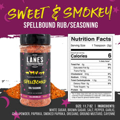 Lane's Spellbound pork rub pour spout enables even coverage for juicier pork
