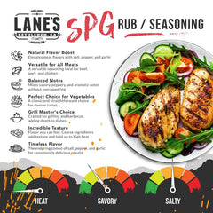 Lane's SPG seasoning jar label highlights no MSG and gluten-free promise